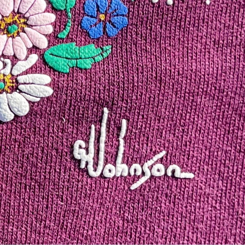 Floral Heart Morning Sun Vtg 1980s Hanes Collared Sweatshirt Women’s (L 42-44) - Picture 7 of 9